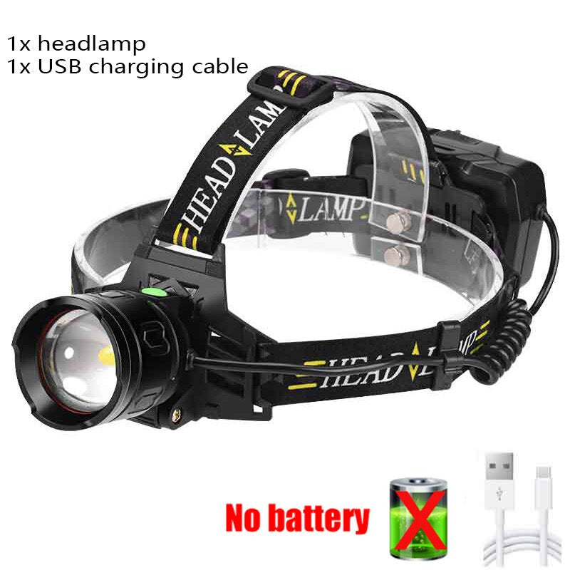 XHP70 Super Strong Headlamp LED Induction Zoom Headlight Type-C USB Rechargeable 3*18650 Battery Outdoor Camping Fishing lantern