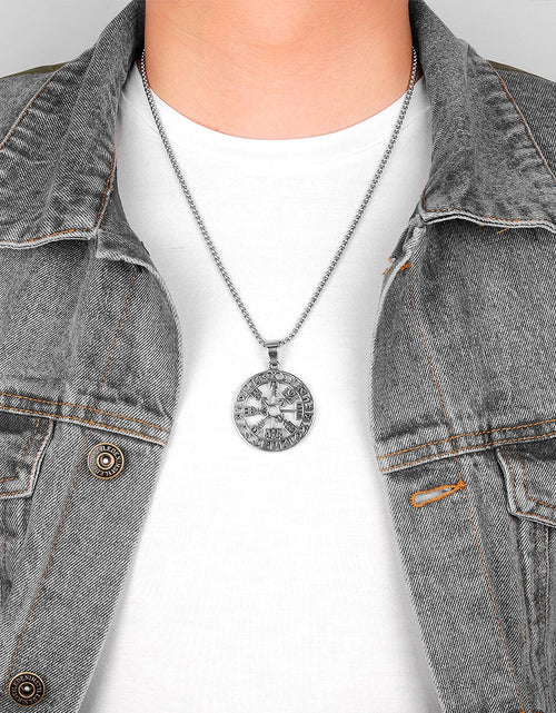 Load image into Gallery viewer, Stainless Steel Viking Pirate Odin Runes Men Necklaces Pendants Chain Punk for Boyfriend Male Jewelry Creativity Gift Wholesale
