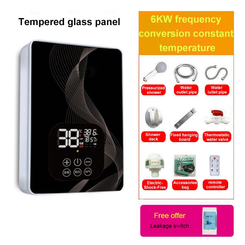 Instant Electric Tankless Hot Water Heater Remote Control Smart Touch Display Bathroom Instantaneous Heating Tap Shower Machine