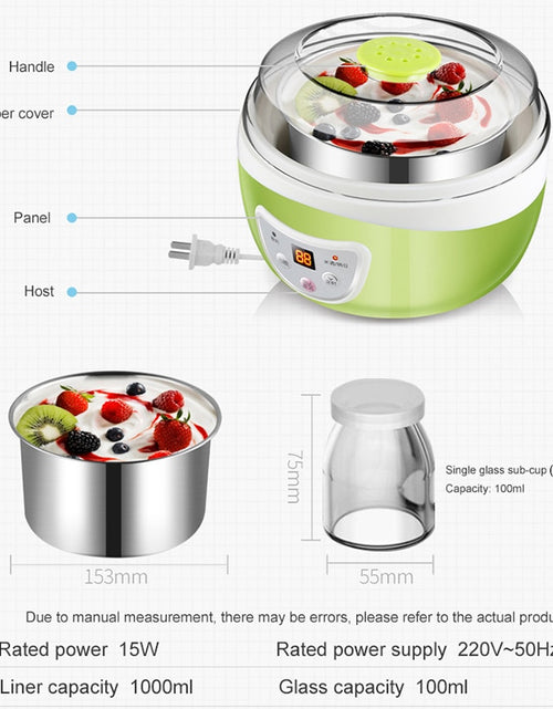 Load image into Gallery viewer, DMWD Multifunctional Electric Yogurt Maker Timing Natto Rice Wine Machine Automatic Yoghurt Fermenter With 4 Leben Glass Cups EU
