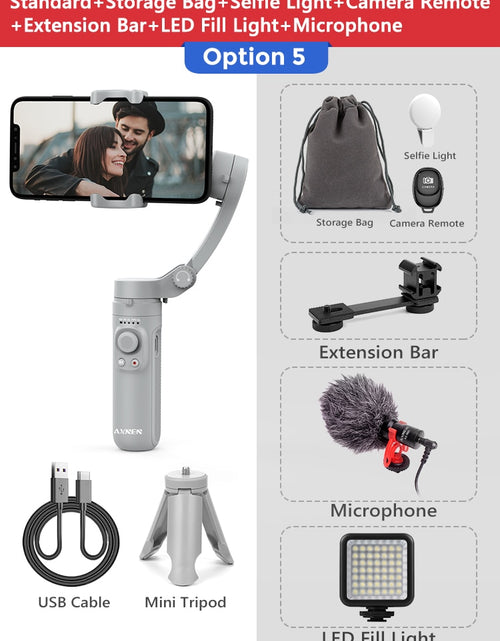 Load image into Gallery viewer, AXNEN HQ3 3-Axis Foldable Smartphone Handheld Gimbal Cellphone Video Record Vlog Stabilizer for iPhone 13 Xiaomi Huawei Samsung
