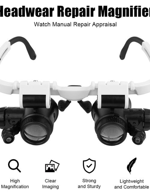 Load image into Gallery viewer, Dual-Lens Eye Loupe Magnifier For Electronics Watch Repair LED Lights Glasses Magnifier Head Mount Magnifying Glass 8x 15x 23x
