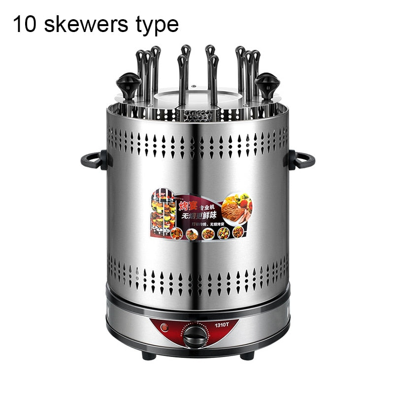 Revolving Vertical Electric Kebab Grill 6/8/10 Sticks Automatic Rotating Barbecue Smokeless BBQ Rotisserie Lamb Skewers Oven EU