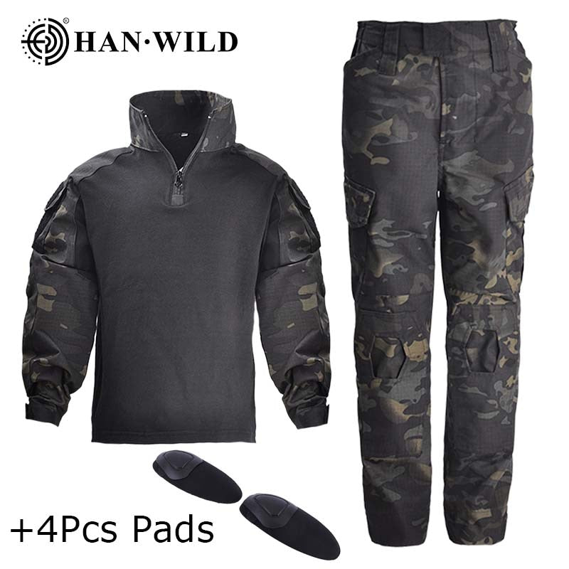 Children&#39;s Camouflage Training Clothes Suit Kids Outdoor CS Field Camping Hunting Military Combat Uniform Tactical Shirt Pants