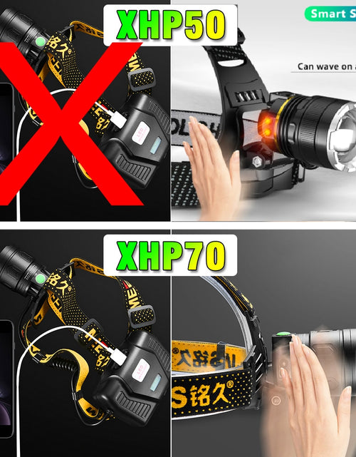 Load image into Gallery viewer, XHP70 Super Strong Headlamp LED Induction Zoom Headlight Type-C USB Rechargeable 3*18650 Battery Outdoor Camping Fishing lantern
