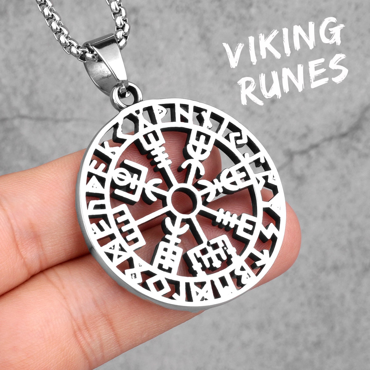 Stainless Steel Viking Pirate Odin Runes Men Necklaces Pendants Chain Punk for Boyfriend Male Jewelry Creativity Gift Wholesale