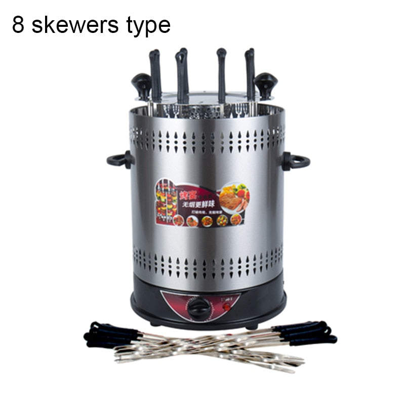 Revolving Vertical Electric Kebab Grill 6/8/10 Sticks Automatic Rotating Barbecue Smokeless BBQ Rotisserie Lamb Skewers Oven EU