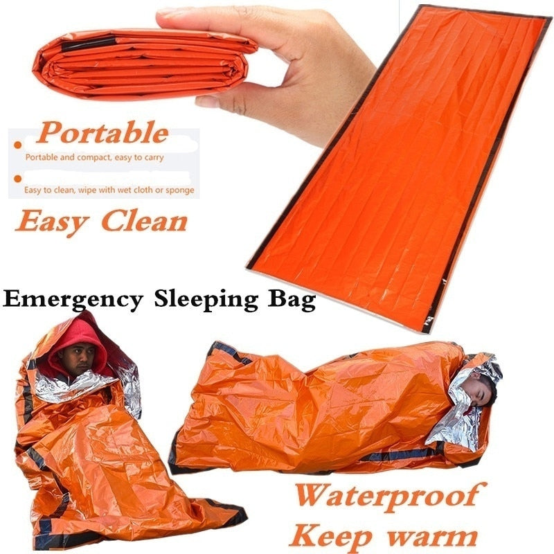 Waterproof Lightweight Thermal Emergency Sleeping Bag Bivy Sack - Survival Blanket Bags Camping, Hiking, Outdoor, Activities